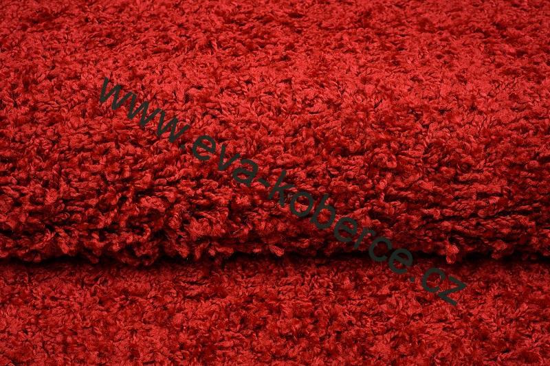 Koberec Shaggy Parisian červený kruh 140cm